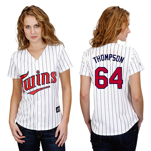 Aaron Thompson #64 mlb Jersey-Minnesota Twins Women's Authentic Home White Baseball Jersey